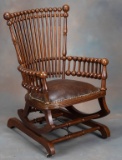 Very unusual antique oak Hunzinger Platform Rocker, circa 1890s, excellent finish and condition, 22