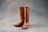 Pair of vintage, fully tooled brown Western Boots, possibly hand made, 13