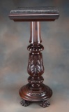 Beautiful antique, hand carved mahogany Pedestal, circa 1900-1910, floral carved column and carved c