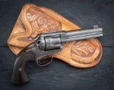 Antique Colt, Frontier Six Shooter, Bisley Model Revolver with unique Holster, SN 17649 matches on t