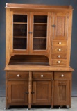 Outstanding and very desirable, two piece, oak case Kitchen Cabinet, attributed to McDougall Kitchen