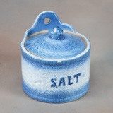 Unique salt glaze, Salt Keeper Crock with original crock lid, with 