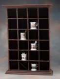 Antique wooden, hanging Barber Shop Mug Cabinet, spaces for 26 mugs, remains in its original finish,