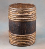 Early wooden oak Keg with vine wrapped top and bottom, possibly a powder keg, 14