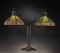 Fine original antique, triple signed Handel Table Lamp, circa 1920s, with original bronze base, uniq