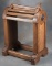 King Ranch style wooden Saddle Stand with tooled leather panels in each end, 39