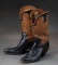 Fine pair of early custom made tall top Boots with finely tooled 10