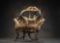 Magnificent Wenzel Friedrich Horn Chair with glass Tiffany style ball and claw feet, original 5-poin