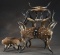 Magnificent Wenzel Friedrich Horn Chair with glass Tiffany style ball and claw feet, original horn s