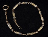 Beautiful gold and quartz Watch Chain, 18 3/4