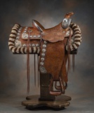Beautiful Brown highly tooled, sterling silver mounted Show Saddle made by 