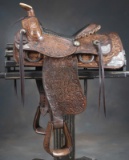 Presentation Saddle once belonging to 1969 RCA World Champion Steer Wrestler Roy Duvall, Boynton, Ok