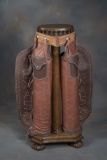 A fine pair of spotted Show Chaps made by the late Buddie Foster, Decatur, Texas (1956-2006).  Chaps