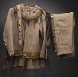 Vintage three-piece Wild West Costume, includes jacket, matching pants and belt, with buffalo hair f