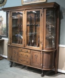 Magnificent antique leaded glass, oak wall model, double door Gun Cabinet, circa early 1900s, upper