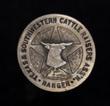 Coin made silver Badge, dated 1882, with raised steer head on star with 