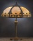 Antique, curved glass, bent panel Table Lamp, circa 1920s, original patina and condition, attributed