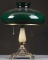 Unique antique Desk Lamp, signed Bradley & Hubbard, with onyx column on fancy footed base, original 