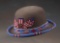 Contemporary beaded Derby Hat, approximately size 7 1/4 / 7 1/2, with beaded flags on front, beaded 