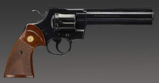 High condition Colt Python, Double Action Revolver, .357 MAG caliber, SN V31727, bright blue origina