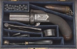 Cased Percussion Pepperbox by J.M. Cooper.  This is a .31 caliber, 6-shot, revolving Pepperbox.  It