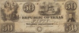 The Republic of Texas $50.00 Bill, dated 