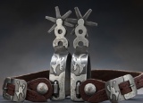 Fine pair of double mounted Spurs by the late Texas Bit and Spur Maker R.F. Ford (#2309), with silve