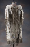 Vintage fringed spotted Doe Skin Wedding Dress with shells and elk tooth and multi-color bead decora