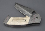 Striking, Custom Damascus Folder by Pat & Wes Crawford, 3 3/4