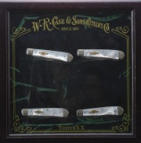 New in Case, Set of Four Case Folding Knives, No. 6254, with engraved bolsters.  Knife at top right 