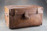 Vintage, dome top Leather Trunk in estate found condition.  Fair condition with some missing pieces 