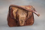 Vintage Alligator Skin, ladies Purse, circa 1920s, made from actual baby gator with glass eyes.