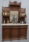 Very fine antique, American Victorian walnut, two piece, marble top Back Bar / Side Board, circa 189