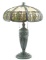 Antique Bent Panel, stained glass Table Lamp, circa 1920-1930, attributed to Pittsburg Lamp Co. Exce