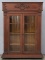 Antique oak, double door Bookcase, circa 1900, measures 68 1/2