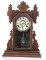 Antique walnut case Parlor Clock, circa 1900, manufactured by Ingraham Clock Co., fancy walnut case