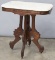 Early Victorian, marble top Lamp Table, circa 1870s with original scalloped white marble top, fancy