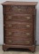 Rare and very collectable antique burl walnut, side lock, five drawer Ladies Lingerie Chest, circa 1