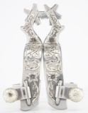 Extremely ornate pair of double mounted Spurs by noted Rotan, Texas Bit and Spur Maker Russell Yates