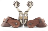 Showy pair of double mounted Spurs by noted Hereford, Texas Bit and Spur Maker Don Rogers (#1415), d