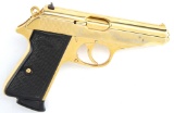 Walther, Model PPK, Semi-Automatic Pistol, .6.65 caliber, SN 320631, gold plated showing some thinni
