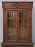 Antique oak, double door Bookcase, circa 1900, measures 68 1/2