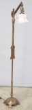 Antique Goose Neck Floor Lamp, circa 1915-1920, two arrows on lamp pole with original goose neck and