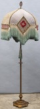 Antique, brass and iron Floor Lamp, circa 1920s, with beautiful, custom handmade silk shade, lamp me