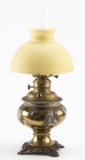 Antique Victorian brass Parlor Lamp, circa 1890s, with fancy footed base, 27