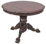Extremely ornate, massive antique, heavily carved mahogany, claw foot Lamp Table, circa 1900-1910, w