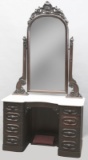 Elegant and most unusual, early Victorian Walnut Ladies Dressing Stand with marble top, unusual padd