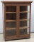 Nice antique all beveled glass front and sides, oak double door Display / Bookcase, circa 1920s, mea