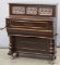 Early, wooden case, hand crank Roller Organ, type used by early street vendors, plays but does need