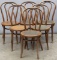 Set of six antique, oak Bentwood Dining Chairs with round bottoms, circa 1910-1920, as is estate con
